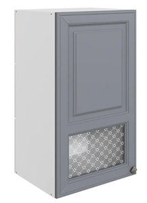 Кухонный навесной шкаф Мишель L400 H720 (1 дв. окош.) эмаль (белый/серый) в Вологде - предосмотр