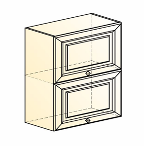 Шкаф на кухню Мишель L600 H720 (2 дв. гл. гориз.) эмаль (белый/белый) в Вологде - предосмотр 1