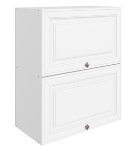 Шкаф на кухню Мишель L600 H720 (2 дв. гл. гориз.) эмаль (белый/белый) в Вологде - предосмотр