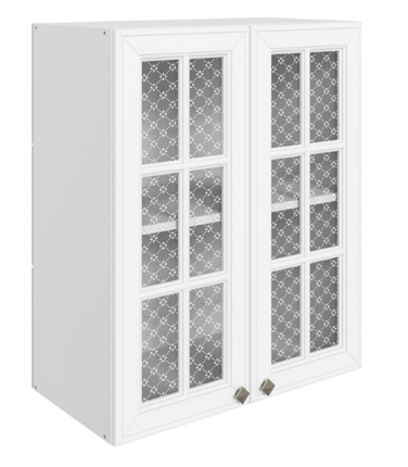 Кухонный навесной шкаф Мишель L600 H720 (2 дв. реш.) эмаль (белый/белый) в Вологде - изображение