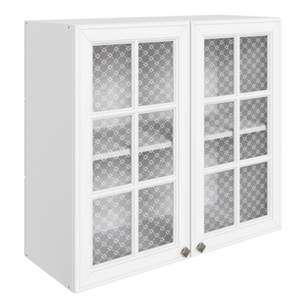 Навесной шкаф Мишель L800 H720 (2 дв. реш.) эмаль (белый/белый) в Вологде - изображение