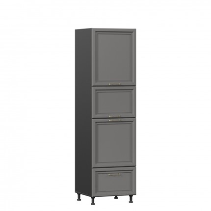 Кухонный шкаф-пенал Джелатто 600 с 4 дверями ЛД 241.470.000.157, Черный/Оникс серый в Вологде - изображение