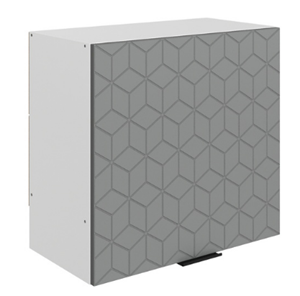 Шкаф навесной Стоун L600 Н566 (1 дв. гл.) с фрезировкой (белый/оникс софттач) в Вологде