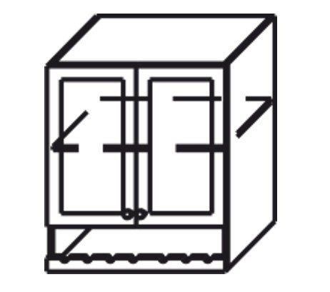 Шкаф на кухню Верона настенный двухдверный с полкой и нишей с планкой 918*600*320 мм, глянец/софт в Вологде - изображение