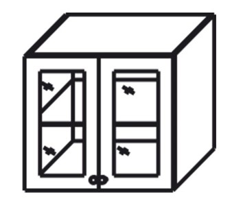 Кухонный шкаф Верона настенный двухдверный с полкой со вставкой из стекла 718*600*320 мм, глянец/софт в Вологде