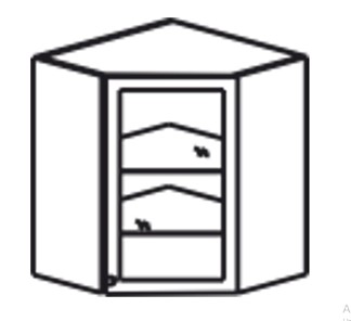 Кухонный шкаф Верона настенный угловой 918*600*600*320 мм со вставкой из стекла, глянец/софт в Вологде