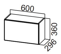 Кухонный навесной шкаф Стайл, ШГ600/360 горизонтальный, МДФ в Вологде - предосмотр