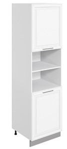 Кухонный шкаф-пенал Мишель L600 H2141 (2 дв. гл.) эмаль (белый/белый) в Вологде