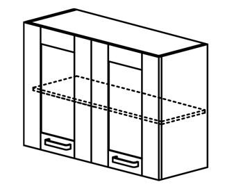 Шкаф кухонный Квадро настенный двухдверный с полкой со вставкой из стекла 718*600*320мм в Вологде