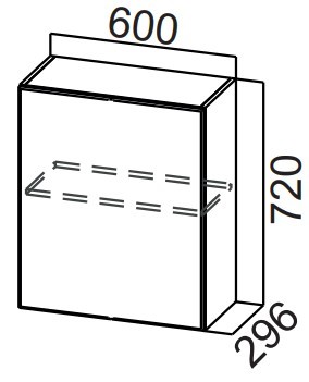 Кухонный шкаф Стайл, Ш600/720(1ств), МДФ в Вологде - изображение
