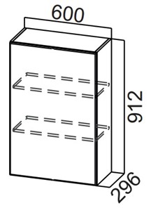Распашной кухонный шкаф Стайл, Ш600/912(1ств), МДФ в Вологде - предосмотр