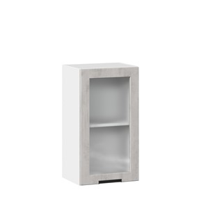 Кухонный шкаф 400 со стеклом Джамис ЛД 296.320.000.018, Белый/Белый камень в Вологде - предосмотр