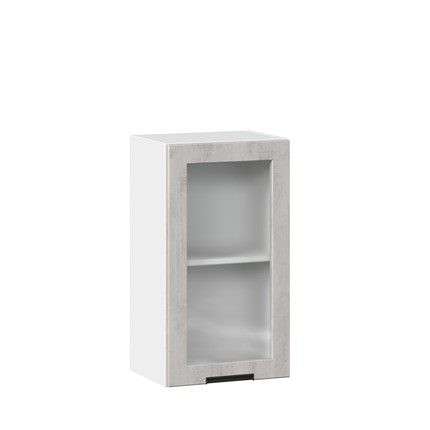 Кухонный шкаф 400 со стеклом Джамис ЛД 296.320.000.018, Белый/Белый камень в Вологде - изображение