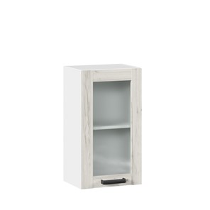 Кухонный навесной шкаф 400 со стеклом Винченца ЛД 234.320.000.028, Белый/Дуб Крафт белый в Вологде