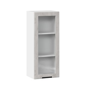 Шкаф кухонный 400 высокий со стеклом Джамис ЛД 296.420.000.026, Белый/Белый камень в Вологде