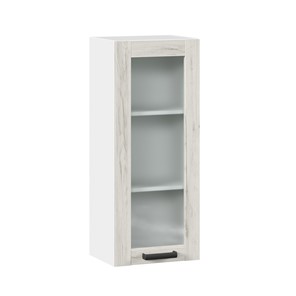 Навесной кухонный шкаф 400 высокий со стеклом Винченца ЛД 234.420.000.036, Белый/Дуб Крафт белый в Вологде