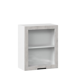 Кухонный шкаф 600 со стеклом Джамис ЛД 296.350.000.021, Белый/Белый камень в Вологде