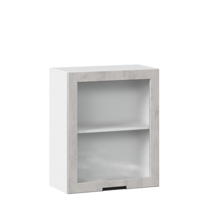 Кухонный шкаф 600 со стеклом Джамис ЛД 296.350.000.021, Белый/Белый камень в Вологде - изображение