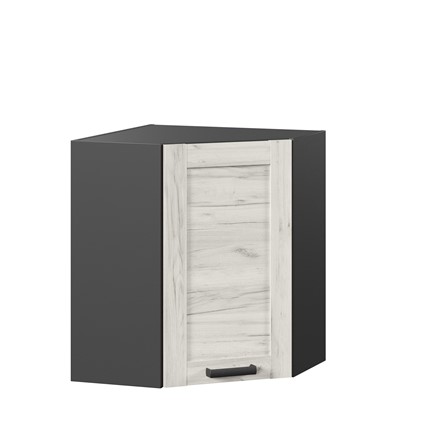 Навесной кухонный шкаф 600 угловой Винченца ЛД 234.610.000.088, Чёрный/Дуб Крафт белый в Вологде - изображение