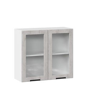 Навесной шкаф 800 со стеклом Джамис ЛД 296.360.000.023, Белый/Белый камень в Вологде