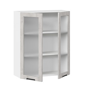 Навесной кухонный шкаф 800 высокий со стеклом Джамис ЛД 296.460.000.030, Белый/Белый камень в Вологде - предосмотр 1