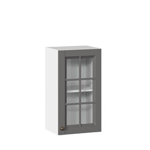 Кухонный навесной шкаф Амели-3 400 со стеклом ЛД 299.320.000.024, Белый/Оникс серый в Вологде - предосмотр