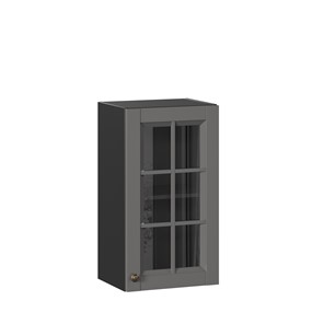 Шкаф настенный Амели-3 400 со стеклом ЛД 299.320.000.026, Черный/Оникс серый в Вологде - предосмотр