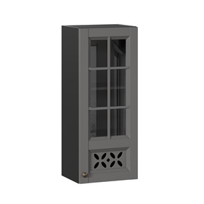 Навесной шкаф Амели-3 400 высокий со стеклом ЛД 299.420.000.042, Черный/Оникс серый в Вологде - предосмотр