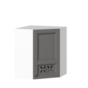 Кухонный навесной шкаф Амели-3 угловой 600 ЛД 299.610.000.055, Белый/Оникс серый в Вологде - предосмотр