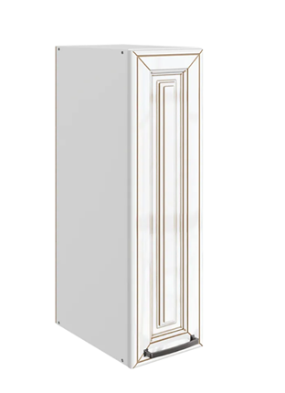 Навесной кухонный шкаф Атланта L200 H720 (1 дв. гл.) эмаль (белый/белый глянец патина золото) в Вологде - изображение