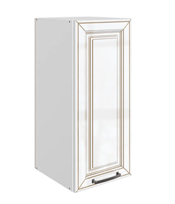 Кухонный шкаф Атланта L300 Н720 (1 дв. гл.) эмаль (белый/белый глянец патина золото) в Вологде