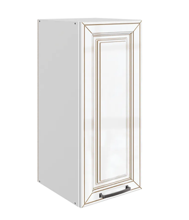 Кухонный шкаф Атланта L300 Н720 (1 дв. гл.) эмаль (белый/белый глянец патина золото) в Вологде - изображение