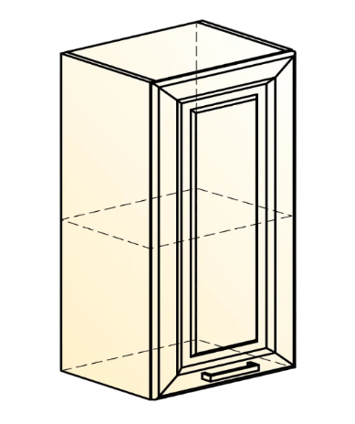 Шкаф навесной Атланта L400 Н720 (1 дв. гл.) эмаль (белый/белый глянец патина золото) в Вологде - изображение 1