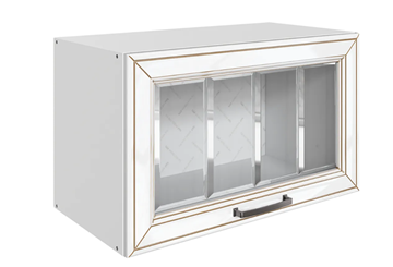 Кухонный шкаф Атланта L600 Н360 (1 дв. рам.) эмаль (белый/белый глянец патина золото) в Вологде