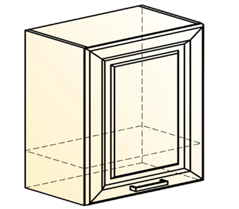 Кухонный навесной шкаф Атланта L600 Н566 (1 дв. гл.) эмаль (белый/белый глянец патина золото) в Вологде - предосмотр 1