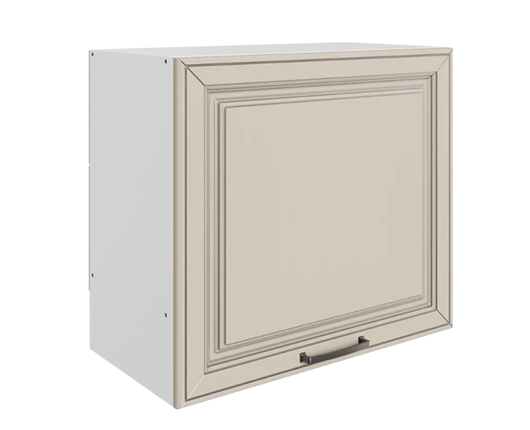 Шкаф кухонный Атланта L600 Н566 (1 дв. гл.) эмаль (белый/сливки патина платина) в Вологде - изображение