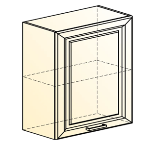 Навесной кухонный шкаф Атланта L600 Н720 (1 дв. гл.) эмаль (белый/белый глянец патина золото) в Вологде - предосмотр 1