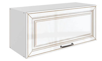 Шкаф на кухню Атланта L800 Н360 (1 дв. гл.) эмаль (белый/белый глянец патина золото) в Вологде