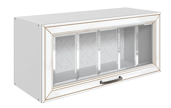 Кухонный шкаф Атланта L800 Н360 (1 дв. рам.) эмаль (белый/белый глянец патина золото) в Вологде - изображение