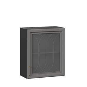 Навесной шкаф Джелатто 600 со стеклом ЛД 241.350.000.147, Черный/Оникс серый в Вологде