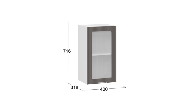Навесной шкаф Кимберли 1В4С (Белый, Муссон) в Вологде - изображение 2