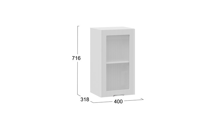 Шкаф навесной Кимберли 1В4С (Белый, Сноу) в Вологде - изображение 2
