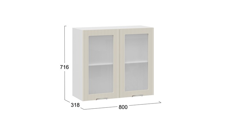 Кухонный навесной шкаф Кимберли 1В8С (Белый, Крем) в Вологде - изображение 2