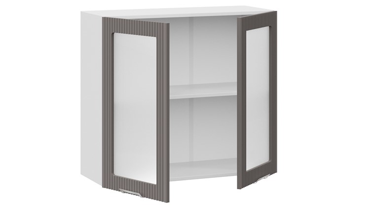 Шкаф навесной Кимберли 1В8С (Белый, Муссон) в Вологде - изображение 1