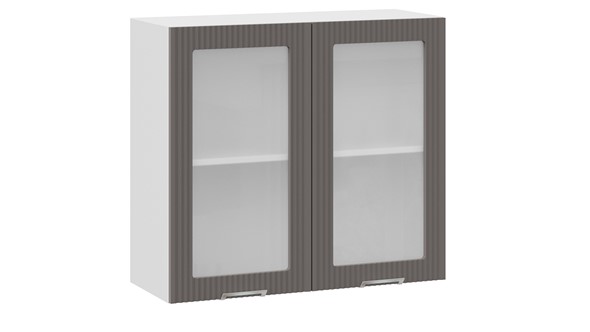 Шкаф навесной Кимберли 1В8С (Белый, Муссон) в Вологде - изображение