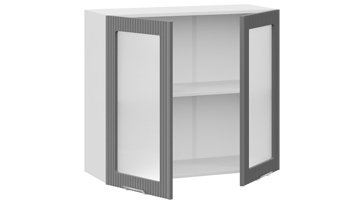 Шкаф настенный Кимберли 1В8С (Белый, Титан) в Вологде - изображение 1