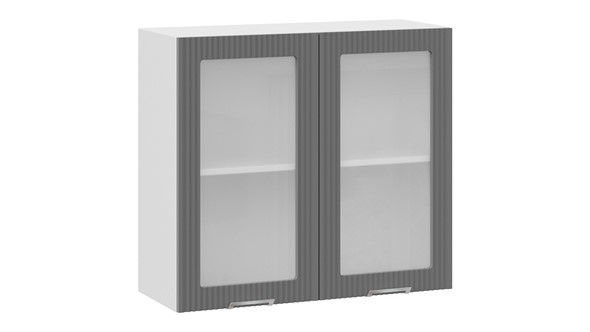 Шкаф настенный Кимберли 1В8С (Белый, Титан) в Вологде - изображение