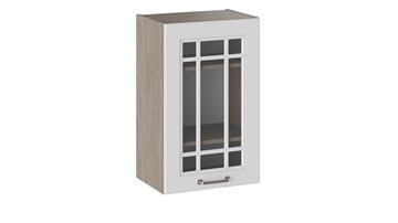 Кухонный навесной шкаф Одри со стеклом В_72-45_1ДРс (Белый софт) в Вологде - предосмотр