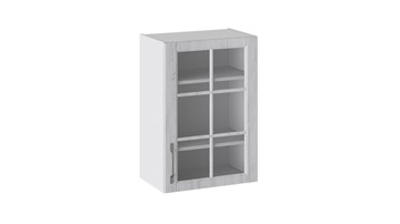 Навесной кухонный шкаф Прованс (Белый глянец/Санторини светлый) со стеклом В_72-50_1ДРс в Вологде