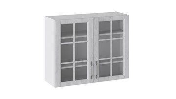 Кухонный шкаф Прованс (Белый глянец/Санторини светлый) со стеклом В_72-90_2ДРс в Вологде